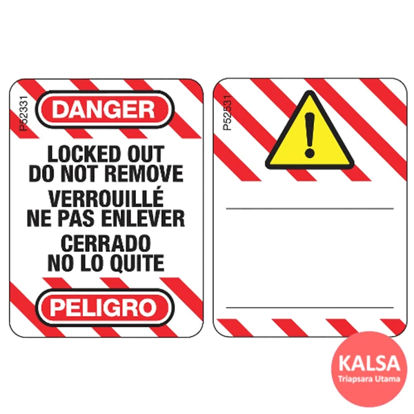 Safety Tag Master Lock S143 English Trilingual Danger Label